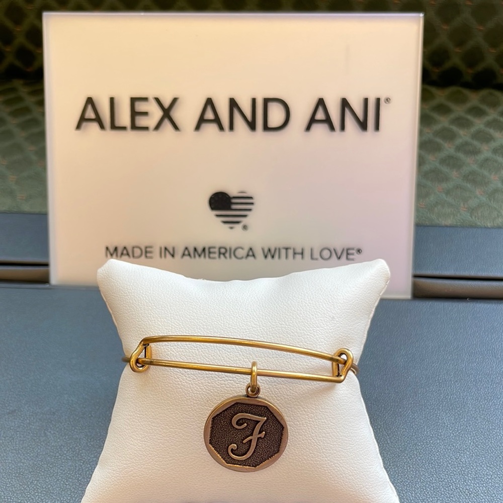 NWT Alex and Ani initial F bracelet